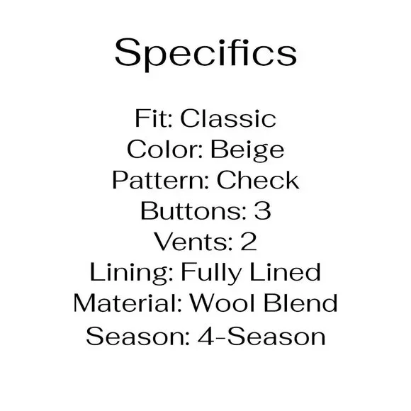 Brioni 42R Beige Check 3-Button Sport Coat Blazer Jacket T269 - Picture 4 of 11